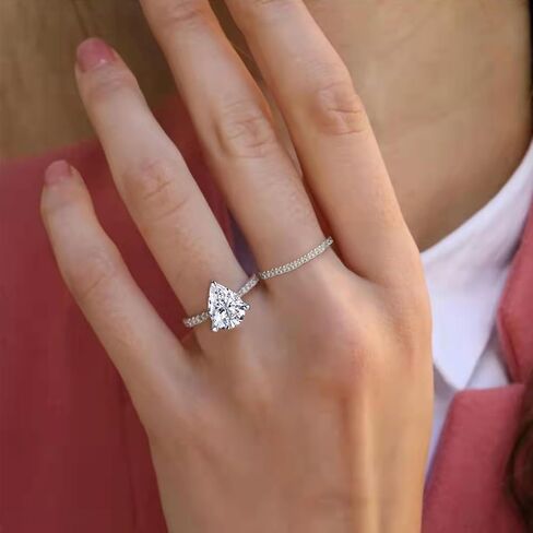 2 CT Teardrop Pear Cut Rings for Women Wedding Wedding Band Breats for Her ، Cubic Zicornia Ring 2 PCS ، Size 4-11 in Saudi Arabia