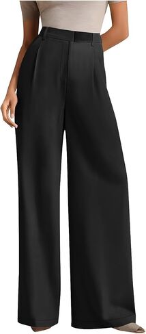 Wide Leg Stretchy Work Pants Slacks for Women High Waist Palazzo Pants Business Casual Trousers Loose Work Office in Saudi Arabia