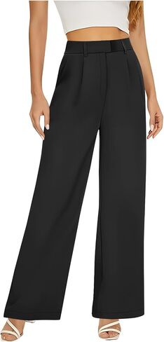 Wide Leg Stretchy Work Pants Slacks for Women High Waist Palazzo Pants Business Casual Trousers Loose Work Office in Saudi Arabia