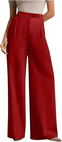 Wide Leg Stretchy Work Pants Slacks for Women High Waist Palazzo Pants Business Casual Trousers Loose Work Office in Saudi Arabia