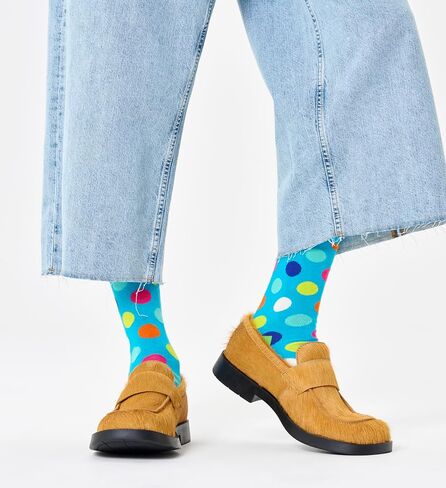 مجموعة Socks Crew Happy Socks ، للرجال والنساء ، مصنوعة من القطن المستدام - الأزرق والأخضر - الحجم 10-13 - 4 عبوات in Kuwait