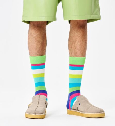 مجموعة Socks Crew Happy Socks ، للرجال والنساء ، مصنوعة من القطن المستدام - الأزرق والأخضر - الحجم 10-13 - 4 عبوات in Kuwait