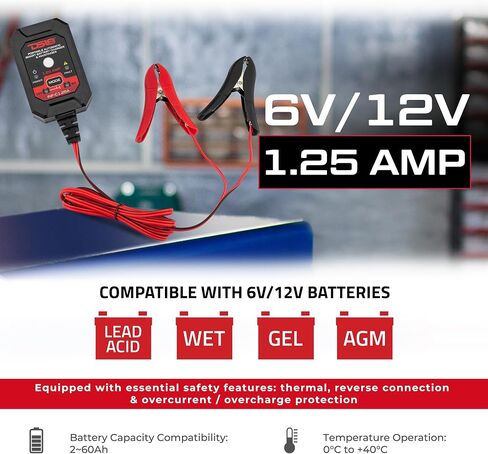 DS18 INF-C1.25A 1.25A شاحن بطارية ذكي للسيارة ، شاحن السيارات 6V و 12 فولت ، مشرف بطارية محمولة ، شاحن ذكي تلقائي لبطاريات سيارة AGM in Kuwait