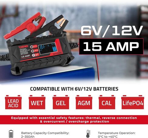 DS18 INF -C15A 6V/12V الليثيوم الأوتوماتيكي الذكي و AGM شاحن وصيانة بطارية مع Boost 15A - شاحن هدفي ، شاحن عائم للدراجات النارية ، ATV ، ليثيوم وبطاريات الدورة العميقة in Saudi Arabia