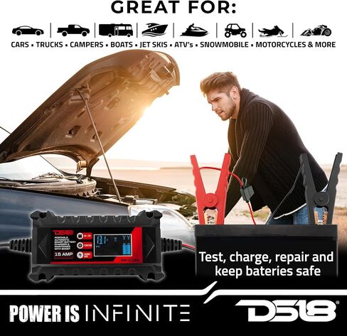DS18 INF -C15A 6V/12V الليثيوم الأوتوماتيكي الذكي و AGM شاحن وصيانة بطارية مع Boost 15A - شاحن هدفي ، شاحن عائم للدراجات النارية ، ATV ، ليثيوم وبطاريات الدورة العميقة in Saudi Arabia