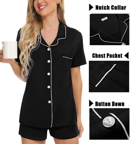 Swomog Womens 3pcs زر أسفل بيجامات مجموعة قصيرة الأكمام العروس Bride Pj Lounge مع سراويل طويلة in Saudi Arabia