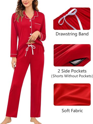 Swomog Womens 3pcs زر أسفل بيجامات مجموعة قصيرة الأكمام العروس Bride Pj Lounge مع سراويل طويلة in Saudi Arabia