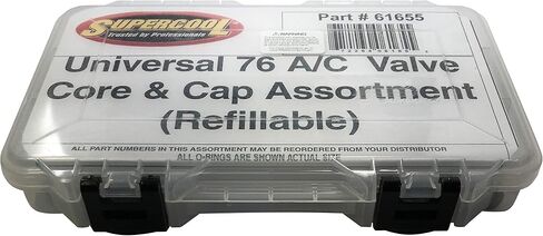 Sherco-Auto Universal Supercool #61655 76 Piece A/C Valve Core & Cap Assortment Air Conditioning R12 R134a Kit - Made in USA in Saudi Arabia