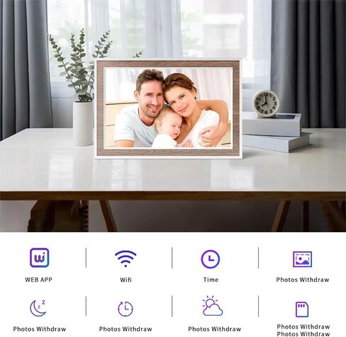 PRITOM Smart Digital Photo Frame WiFi with Removable Swivel Stand- 10.1'' Digital Picture Frame, HD, Touch,16 GB, Auto-Rotate, Share Photos or Videos via Email or App, (Black White) in Kuwait