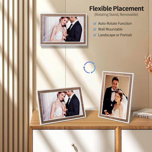 PRITOM Smart Digital Photo Frame WiFi with Removable Swivel Stand- 10.1'' Digital Picture Frame, HD, Touch,16 GB, Auto-Rotate, Share Photos or Videos via Email or App, (Black White) in Kuwait