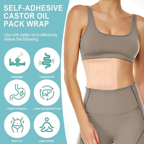 20pcs castor oil pack wrap للكبد ، المعدة ، زر البطن | 8.7 "*7.9" منصات القطن العضوية | بقع لامعة للغاية للتصرف في الذات | لا غسل ، 100 ٪ خالية من التسرب (زيت غير متضمن) الولايات المتحدة حاصلة على براءة اختراع in Kuwait