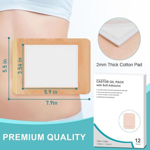 20pcs castor oil pack wrap للكبد ، المعدة ، زر البطن | 8.7 "*7.9" منصات القطن العضوية | بقع لامعة للغاية للتصرف في الذات | لا غسل ، 100 ٪ خالية من التسرب (زيت غير متضمن) الولايات المتحدة حاصلة على براءة اختراع in Kuwait