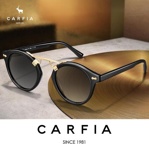 CARFIA Small Acetate Pink Mirrored Polarized Sunglasses for Women UV Protection, Double Bridge Eyewear Metal Brow Sunnies in Saudi Arabia