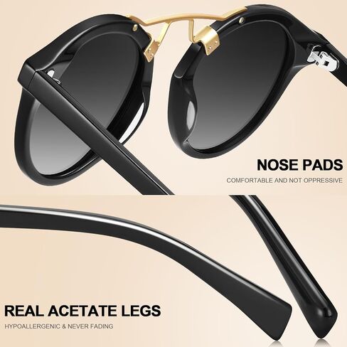 CARFIA Small Acetate Pink Mirrored Polarized Sunglasses for Women UV Protection, Double Bridge Eyewear Metal Brow Sunnies in Saudi Arabia
