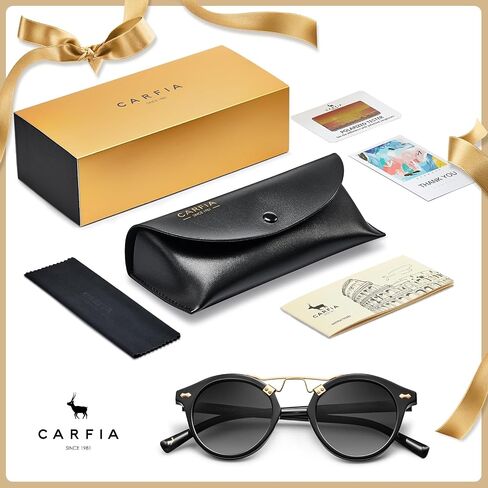 CARFIA Small Acetate Pink Mirrored Polarized Sunglasses for Women UV Protection, Double Bridge Eyewear Metal Brow Sunnies in Saudi Arabia