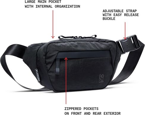 حقيبة Chrome Industries Sabin Sling للرجال والنساء - مقصورة رئيسية كبيرة ، مواد معاد تدويرها خفيفة الوزن - 3L ، الأسود in Saudi Arabia