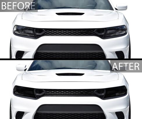 Bogar Tech Designs Full Full Flight Head Light Tint Kit متوافق مع Dodge Charger 2015-2023 ، Dark Smoke in Saudi Arabia