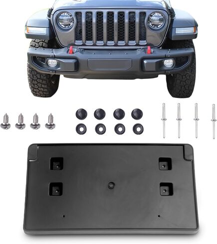 Front Bumper License Plate Bracket Mount Holder for 2018 2019 2020 2021 2022 2023 2024 Jeep Wrangler JL 68293738AA (Subject to Picture Content) in Kuwait