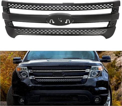 KUAFU Front Grille Inserts Compatible with 2011-2015 Ford Explorer Bumper Grill Cover Overlay Trim Chrome Silvery in Saudi Arabia