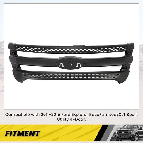 KUAFU Front Grille Inserts Compatible with 2011-2015 Ford Explorer Bumper Grill Cover Overlay Trim Chrome Silvery in Saudi Arabia