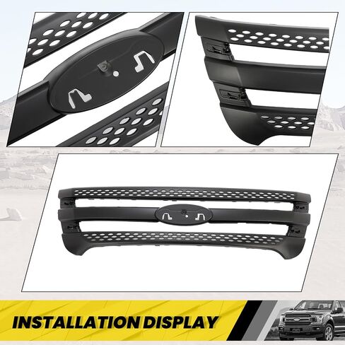 KUAFU Front Grille Inserts Compatible with 2011-2015 Ford Explorer Bumper Grill Cover Overlay Trim Chrome Silvery in Saudi Arabia
