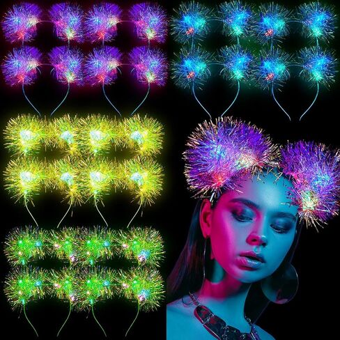Juexica 16 Pieces Light up Cat Ears Headband with Color Change Light up Headband LED Cat Headband Rave Hair Accessories for Women in Kuwait