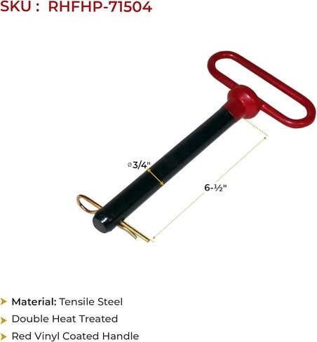 AgraLink 2 PCS 7/8 inch Red Handle Forged Hitch Pin Hitch Pin Accessories for Tractors, Towing RV, Truck, Boat, Car, Clevis pin 7/8 x 6-1/2 inch with Handle in Saudi Arabia