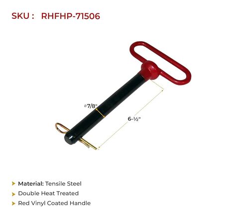 AgraLink 2 PCS 7/8 inch Red Handle Forged Hitch Pin Hitch Pin Accessories for Tractors, Towing RV, Truck, Boat, Car, Clevis pin 7/8 x 6-1/2 inch with Handle in Saudi Arabia