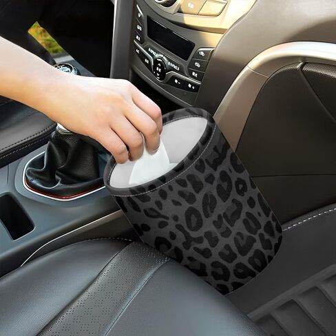 Black Leopard Print Cute Car Trash Bag, Hanging Car Organizer and Storage Bag, Trash Bin for Car Accessories, Vehicle, Travelling, Camping in Kuwait
