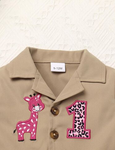 Ibtom Castle Baby Girls Safari 1st Birthday Whitly Outfit Giraffe Leopard Tutu Dress and Hat Cake Smash Zookeeper Cloths in Kuwait
