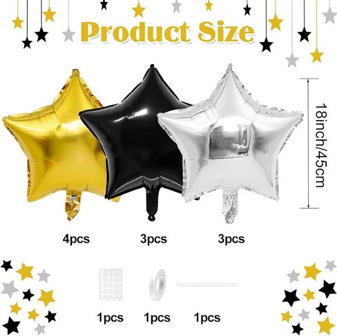 Blue Silver Star Balloons,10Pcs Black Silver Star Shaped Foil Balloons,18Inch Dark Blue Helium Mylar Balloons for Graduation,Brithday,Anniversary,Wedding Party Decorations in Saudi Arabia