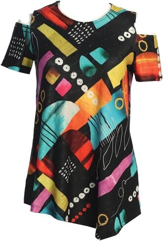 Jess & Jane Women's Geneva Cold Shoulder Asymmetric Hem Top in Saudi Arabia