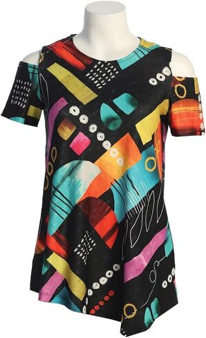Jess & Jane Women's Geneva Cold Shoulder Asymmetric Hem Top in Saudi Arabia
