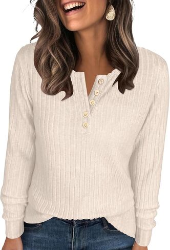 ANRABESS Womens Long Sleeve Henley Shirts Button Down Tunic Tops Fall Lightweight Sweaters Business Casual Blouses 2025 in Saudi Arabia