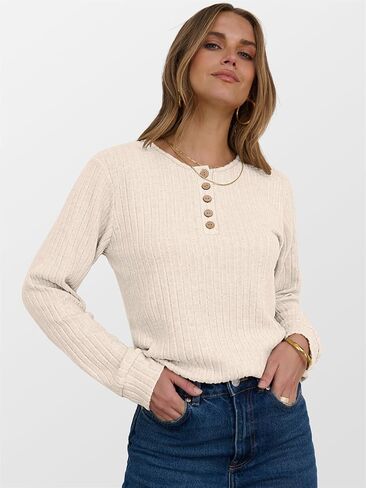 ANRABESS Womens Long Sleeve Henley Shirts Button Down Tunic Tops Fall Lightweight Sweaters Business Casual Blouses 2025 in Saudi Arabia