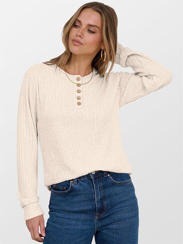 ANRABESS Womens Long Sleeve Henley Shirts Button Down Tunic Tops Fall Lightweight Sweaters Business Casual Blouses 2025 in Saudi Arabia