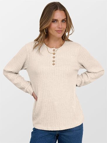 ANRABESS Womens Long Sleeve Henley Shirts Button Down Tunic Tops Fall Lightweight Sweaters Business Casual Blouses 2025 in Saudi Arabia