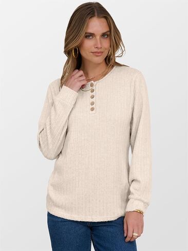 ANRABESS Womens Long Sleeve Henley Shirts Button Down Tunic Tops Fall Lightweight Sweaters Business Casual Blouses 2025 in Saudi Arabia