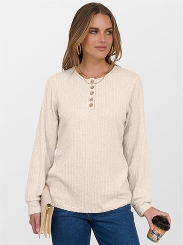 ANRABESS Womens Long Sleeve Henley Shirts Button Down Tunic Tops Fall Lightweight Sweaters Business Casual Blouses 2025 in Saudi Arabia