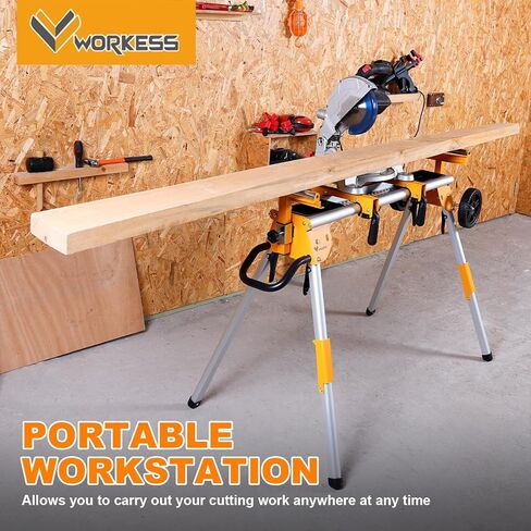 Universal Miter Saw Stand with Grid Tabletop 300 lbs Load Capacity 6-Level Height Adjustment Table Saw Stand WK-MS046 in Kuwait