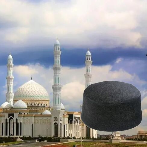 قبعات كوفي إسلامية للرجال قبعات كوفي للصلاة في رمضان للرجال قبعة صلاة إسلامية هدية عيد هدية عيد رمضان أغطية رأس عربية باللون الأسود in Saudi Arabia