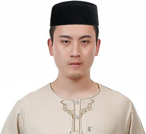 قبعات كوفي إسلامية للرجال قبعات كوفي للصلاة في رمضان للرجال قبعة صلاة إسلامية هدية عيد هدية عيد رمضان أغطية رأس عربية باللون الأسود in Saudi Arabia