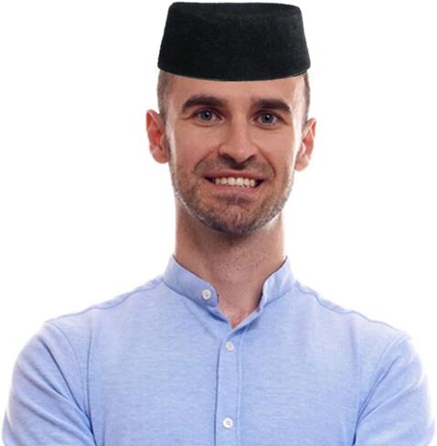 قبعات كوفي إسلامية للرجال قبعات كوفي للصلاة في رمضان للرجال قبعة صلاة إسلامية هدية عيد هدية عيد رمضان أغطية رأس عربية باللون الأسود in Saudi Arabia