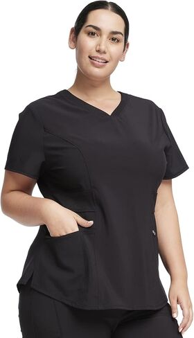 Cherokee Women Scrub Sets Contemporary Fit 3 Pocket Rib Knit Panel Top CK623A 4 Pocket Low Rise, Straight Leg Pant 1123A in Saudi Arabia