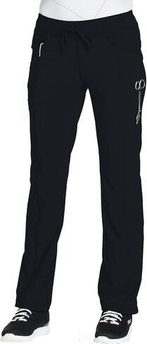 Cherokee Women Scrub Sets Contemporary Fit 3 Pocket Rib Knit Panel Top CK623A 4 Pocket Low Rise, Straight Leg Pant 1123A in Saudi Arabia