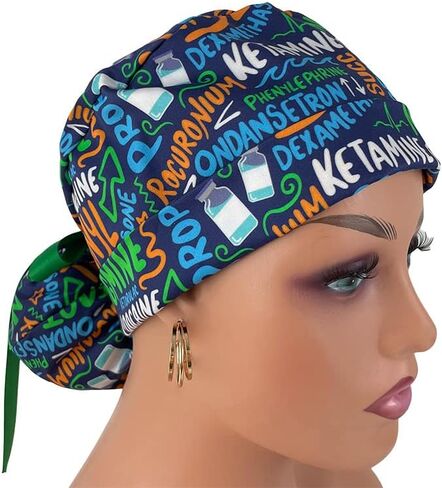 قم برفع قبعة فرك ذيل الحصان - Scribbles التخدير - للنساء - Dr. Hats ، Hats Hats Multicolor in Saudi Arabia