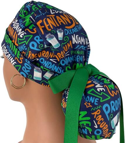 قم برفع قبعة فرك ذيل الحصان - Scribbles التخدير - للنساء - Dr. Hats ، Hats Hats Multicolor in Saudi Arabia