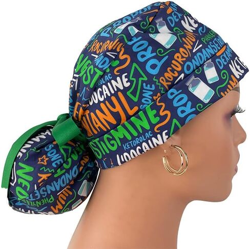 قم برفع قبعة فرك ذيل الحصان - Scribbles التخدير - للنساء - Dr. Hats ، Hats Hats Multicolor in Saudi Arabia