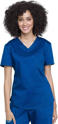 Cherokee Scrub Set for Women V-Neck Tuckable Scrub Top WW657 with Mid Rise Tapered Leg Drawstring Scrub Pant WW105 in Saudi Arabia