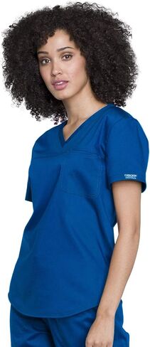 Cherokee Scrub Set for Women V-Neck Tuckable Scrub Top WW657 with Mid Rise Tapered Leg Drawstring Scrub Pant WW105 in Saudi Arabia
